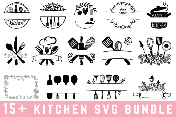 15 Kitchen Svg Bundle for Graphics and Crafts
