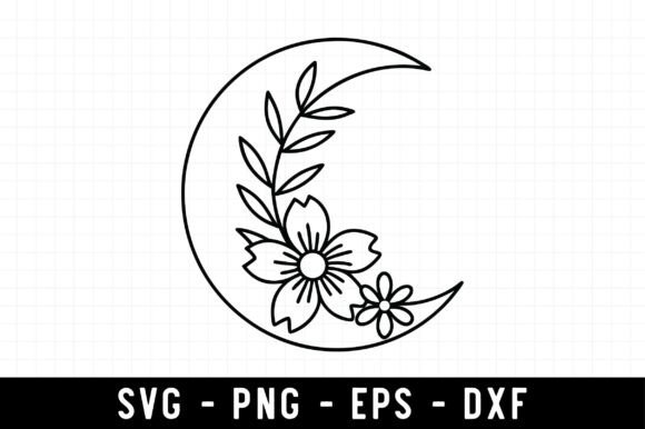 Boho Floral Moon Svg, Celestial Svg: Graphics for Crafts