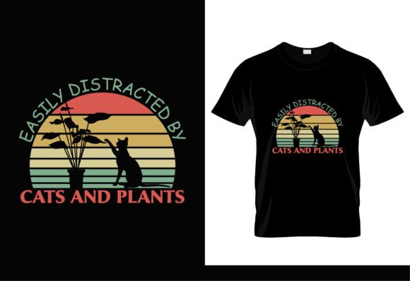 Easily Distracted by Cats and Plants Graphics