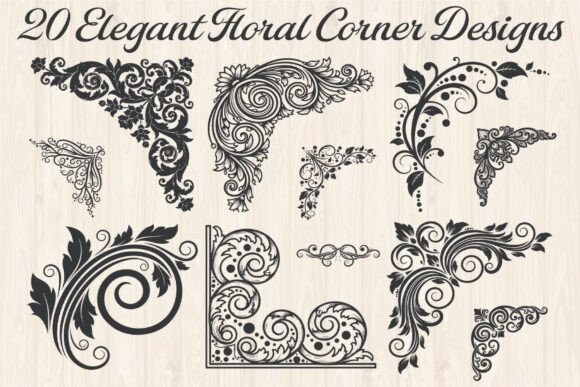 Elegant Floral Corner Designs: Graphics for Crafts