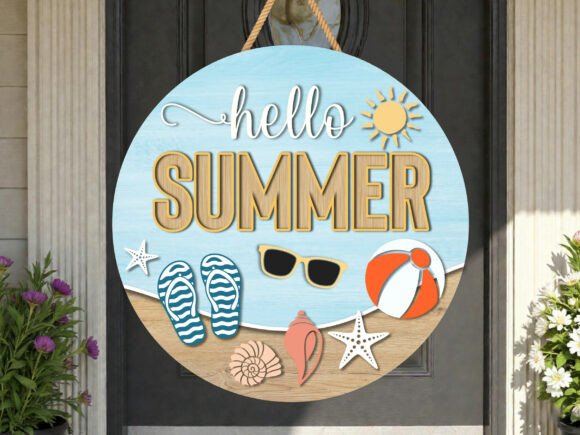 Hello Summer Beach Sign SVG: A Festive Graphic Design Asset for Crafts and More