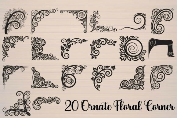 Ornate Floral Corner: Graphics for Crafts & Creative Projects