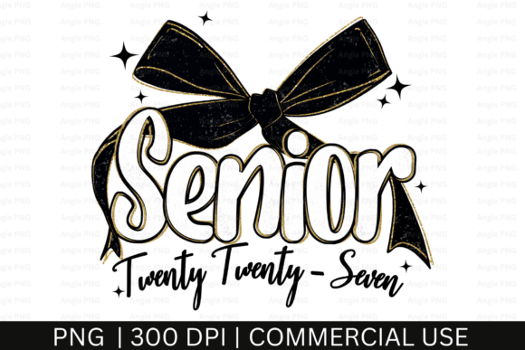 Preppy Senior 2027 Coquette Bow PNG for Crafts and Graphics