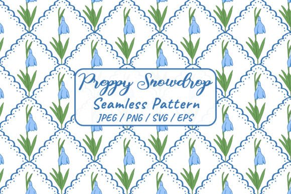 Preppy Snowdrop Spring Seamless Pattern: A Versatile Graphic Design Asset for Local Branding