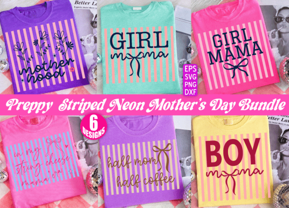Preppy Striped Mother’s Day Graphics for T-Shirt Designs & More