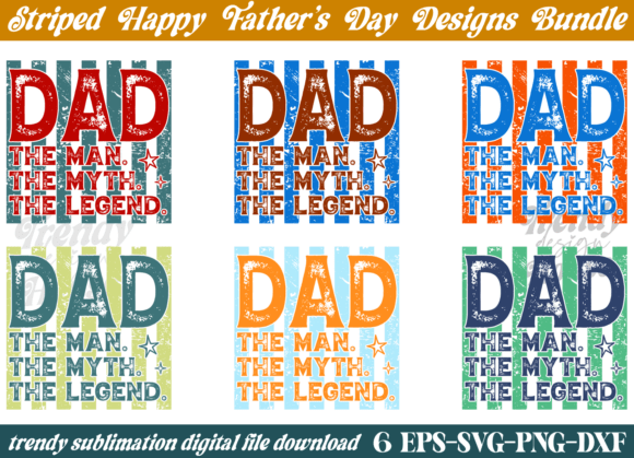 Striped Father’s Day PNG Bundle – A Versatile Graphic Design Asset for T-Shirt Designs