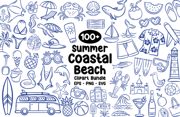 ☀️ Summer Coastal Beach Clipart Bundle SVG: A Design Asset for Vibrant Branding