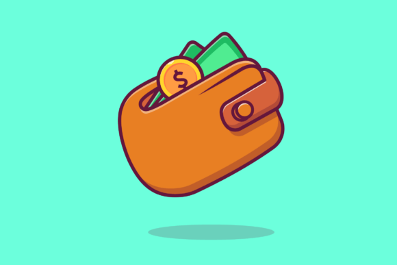 Wallet and Money Cartoon Illustration Graphics