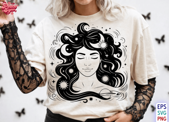 Witchy Moon Goddess Face SVG: A Versatile Illustration for Creative Sellers